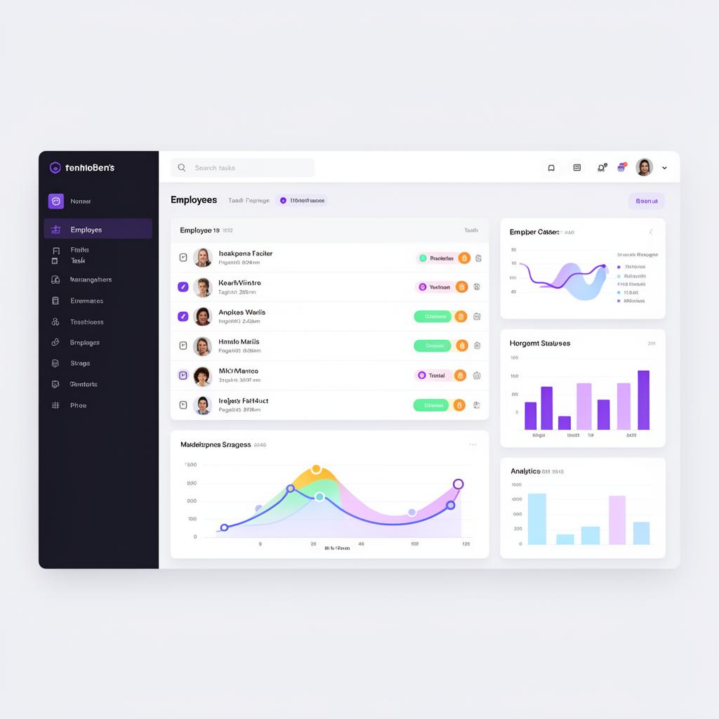 TaskUndo dashboard showing task analytics and employee tracking